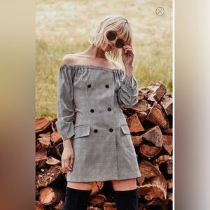 WILLOW & CLAY Plaid Off the Shoulder Dress SIZE: XS